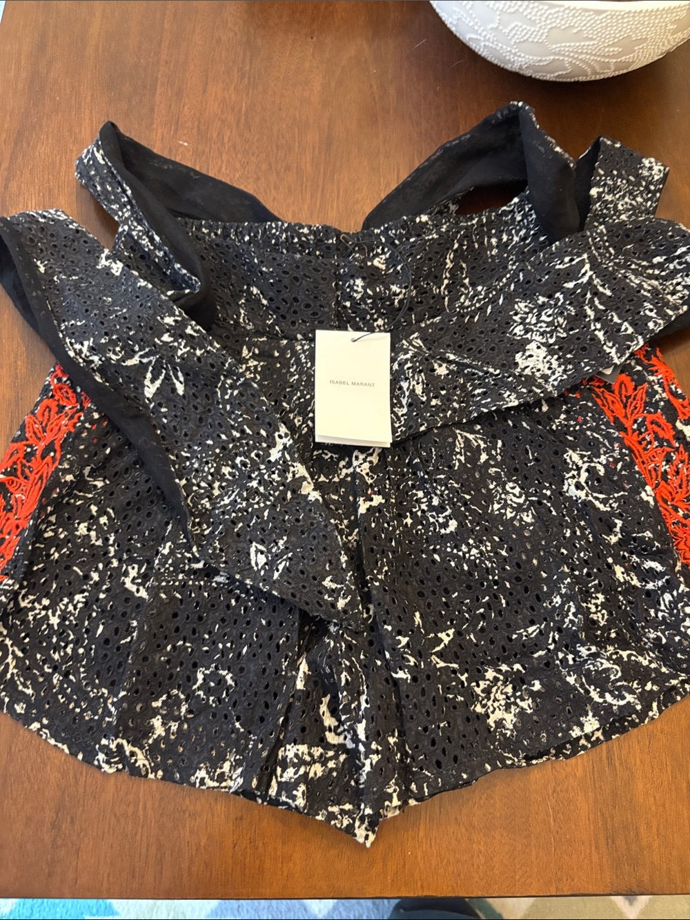 NWT $545 ISABEL MARANT Nash Embroidered Eyelet Shorts 38